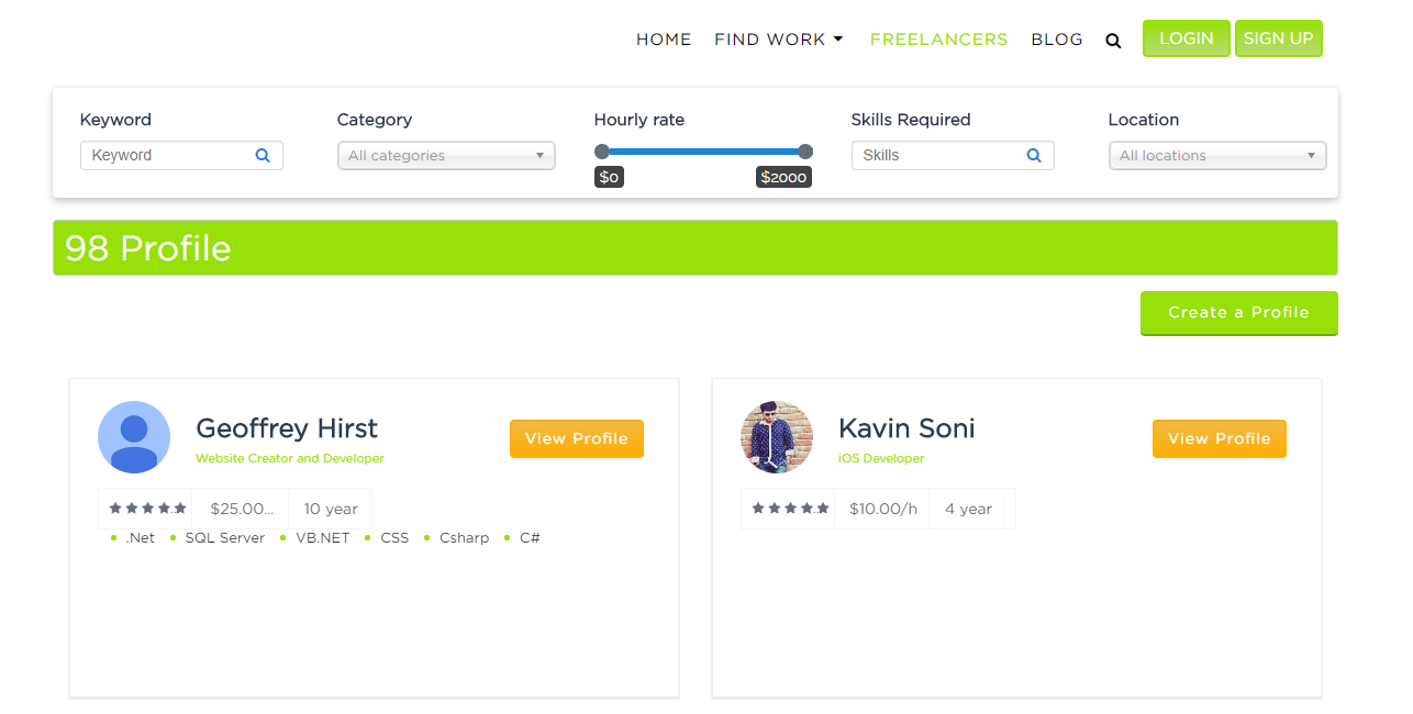 Search freelancer